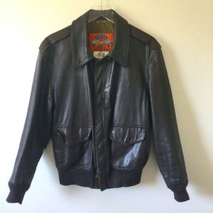 Vintage Cooper Type A-2 Brown Leather Bomber Jacket